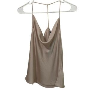 Express Neutral Beige Chiffon T-Back Camisole Top Womens Size Small NEW